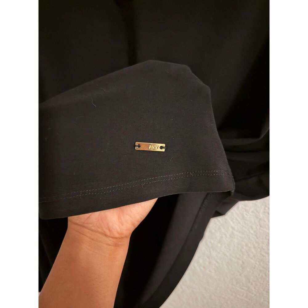Jones New York Signature Black Mesh Sleeve V-Neck Blouse Top Size L Career - Picture 5 of 7